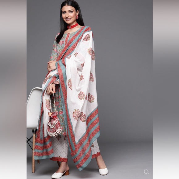 Libas Other - Libas Printed Cotton Straight Kurta with Palazzos & Dupatta | NWOT